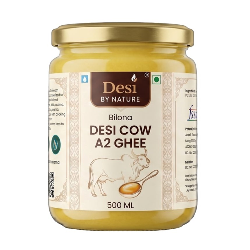 Desi Cow A2 Ghee 500 ml glass jar - Desi By Nature